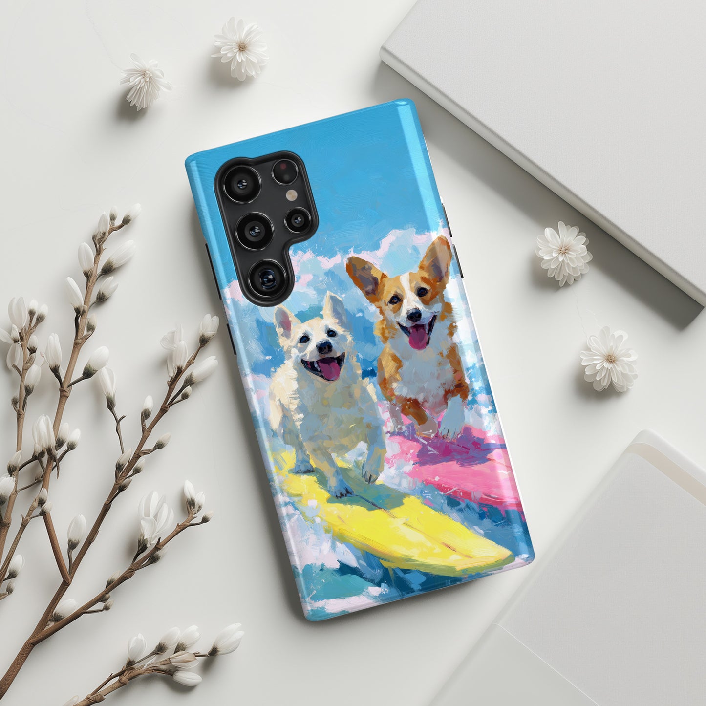 The Summer Surf Dogs – Impasto Action Design Phone Case for Galaxy S series Phones