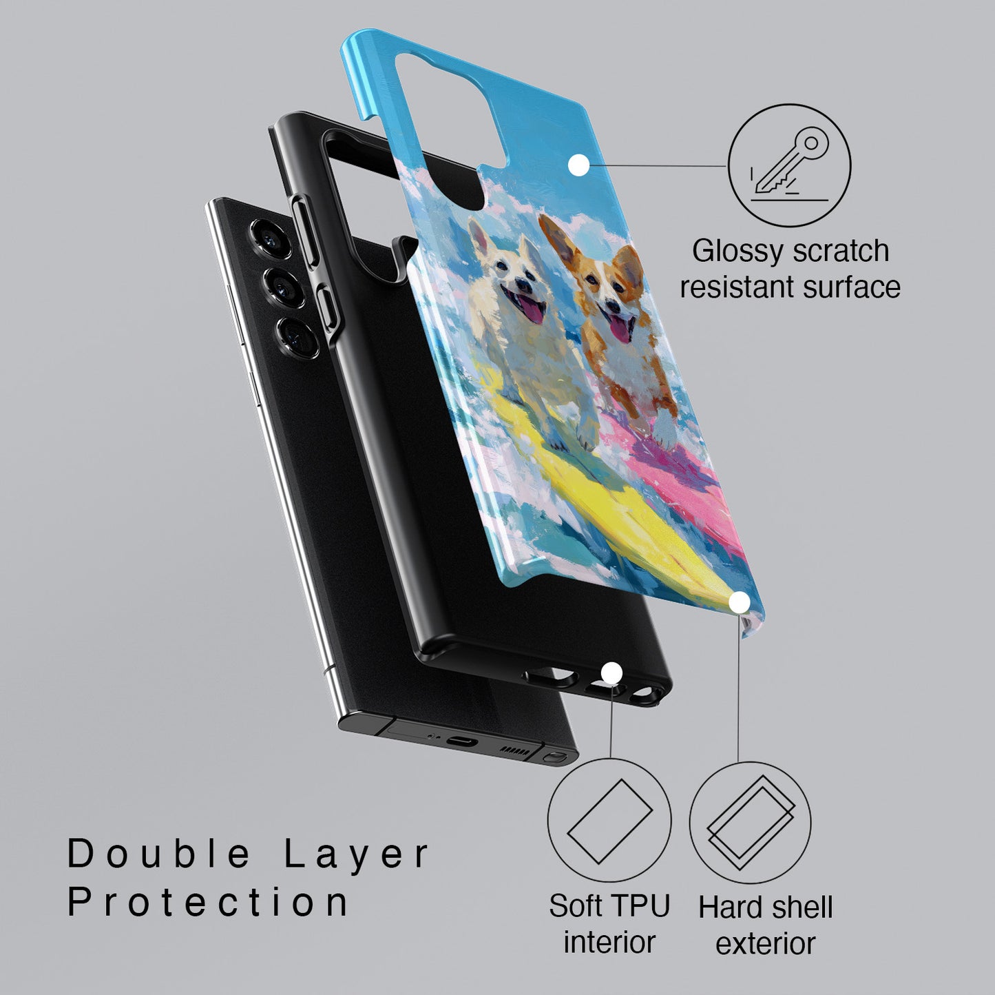 The Summer Surf Dogs – Impasto Action Design Phone Case for Galaxy S series Phones