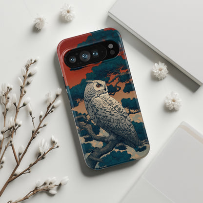 The Sunset Pine – Ukiyo-e Owl Design Phone Case for Google Pixel