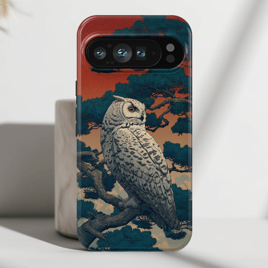 The Sunset Pine – Ukiyo-e Owl Design Phone Case for Google Pixel