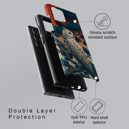 The Sunset Pine – Ukiyo-e Owl Design Phone Case for Galaxy S series Phones