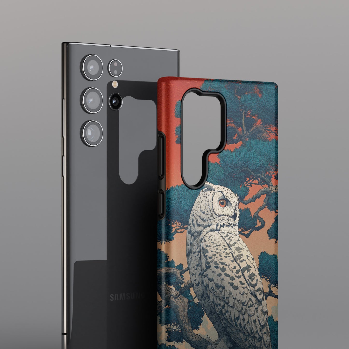 The Sunset Pine – Ukiyo-e Owl Design Phone Case for Galaxy S series Phones