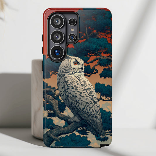 The Sunset Pine – Ukiyo-e Owl Design Phone Case for Galaxy S series Phones
