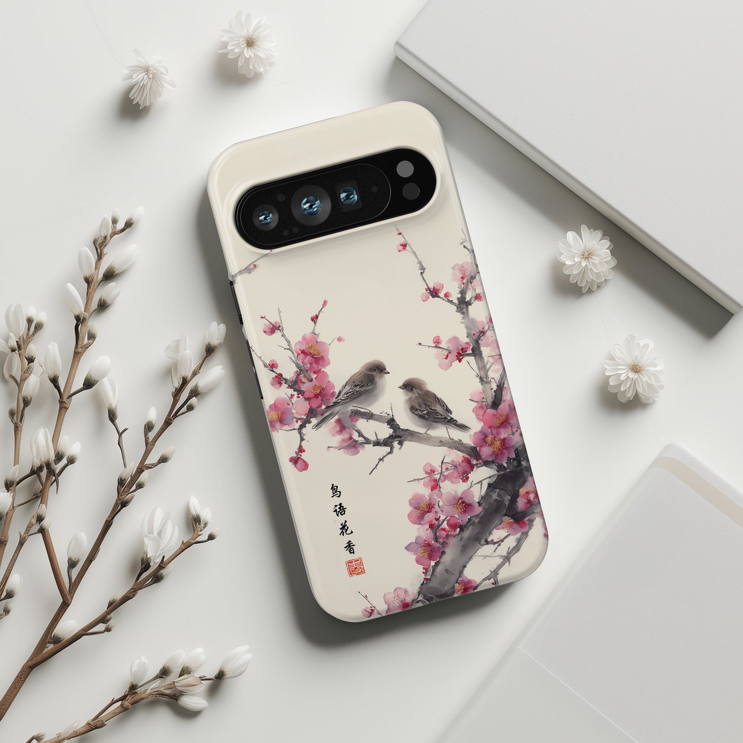 The Sweeping Blossom – Ink Wash Botanical Design Phone Case for Google Pixel