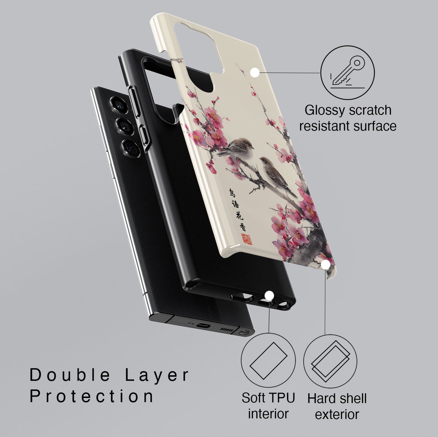 The Sweeping Blossom – Ink Wash Botanical Design Phone Case for Galaxy S series Phones