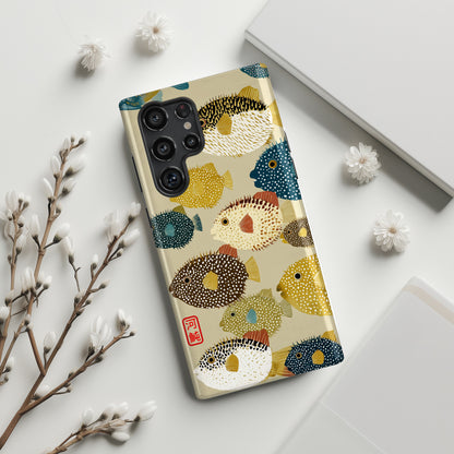 The Vintage Fugu – Retro Pufferfish Design Phone Case for Galaxy S series Phones