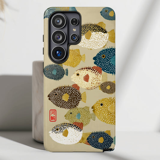 The Vintage Fugu – Retro Pufferfish Design Phone Case for Galaxy S series Phones