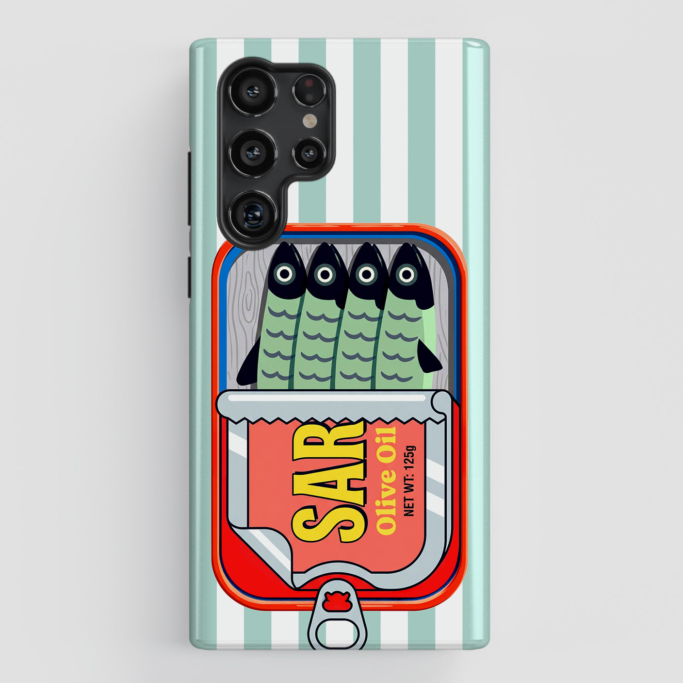 The Vintage Sardine Tin – Pop-Art Striped Design Phone Case for Galaxy S series Phones (Mint)