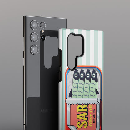 The Vintage Sardine Tin – Pop-Art Striped Design Phone Case for Galaxy S series Phones (Mint)