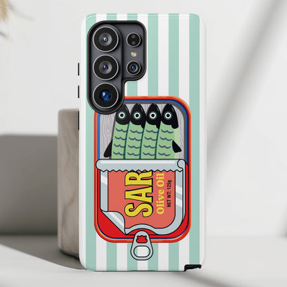 The Vintage Sardine Tin – Pop-Art Striped Design Phone Case for Galaxy S series Phones (Mint)