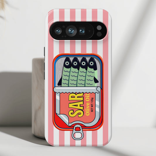 The Vintage Sardine Tin – Pop-Art Striped Design Phone Case for Google Pixel (Pink)