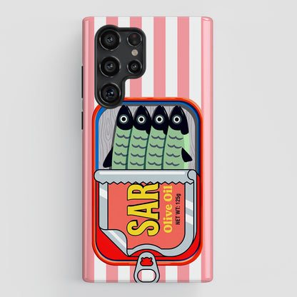 The Vintage Sardine Tin – Pop-Art Striped Design Phone Case for Galaxy S series Phones (Pink)