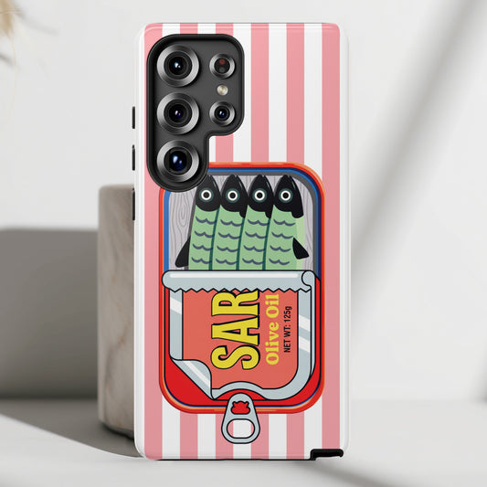 The Vintage Sardine Tin – Pop-Art Striped Design Phone Case for Galaxy S series Phones (Pink)