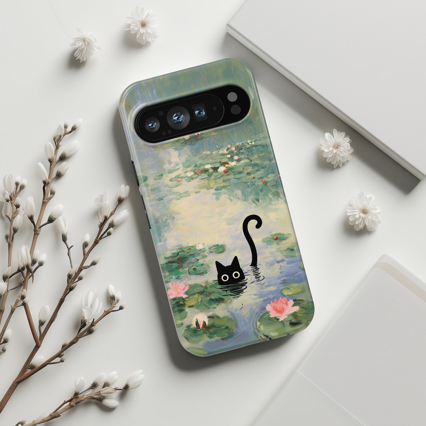 The Water Lily Lurker – Fine Art Parody Design Phone Case for Google Pixel