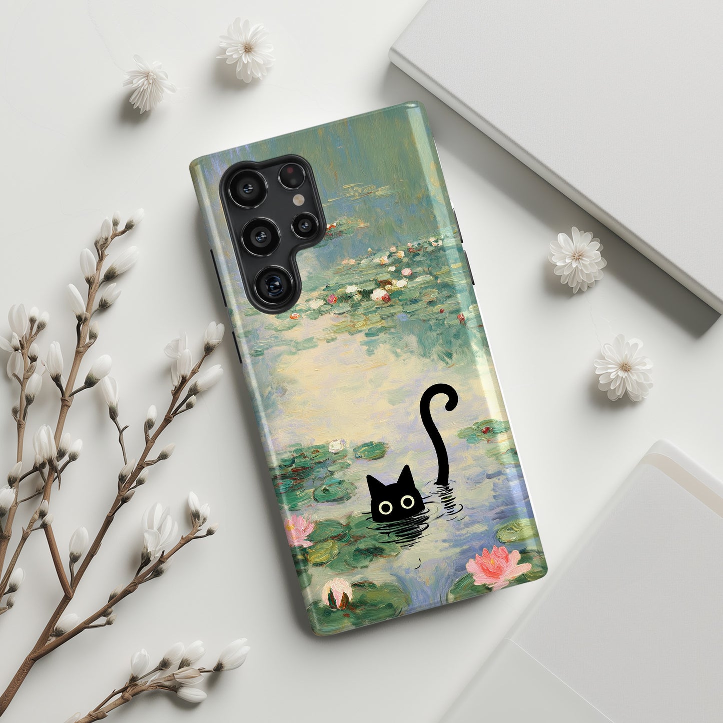 The Water Lily Lurker – Fine Art Parody Design Phone Case for Galaxy S series Phones