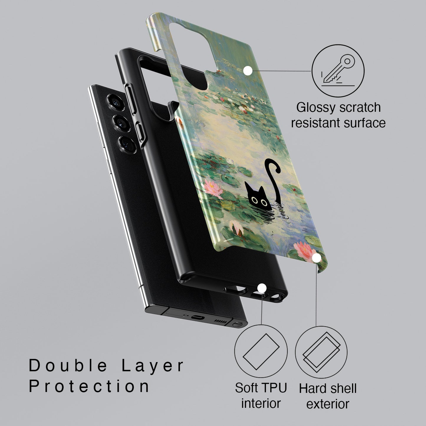 The Water Lily Lurker – Fine Art Parody Design Phone Case for Galaxy S series Phones