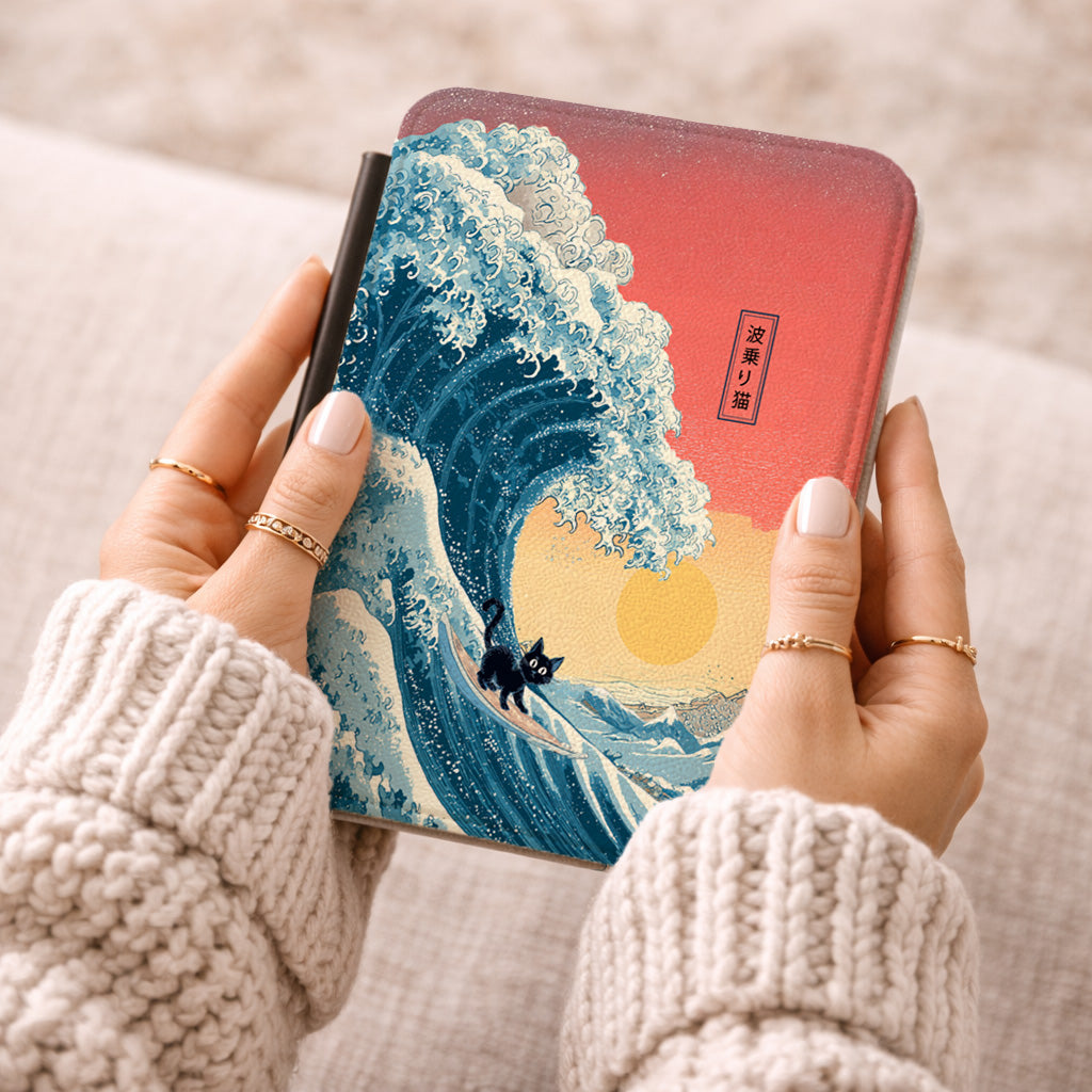 The Wave-Riding Neko – Sunset Surfer Kindle Case