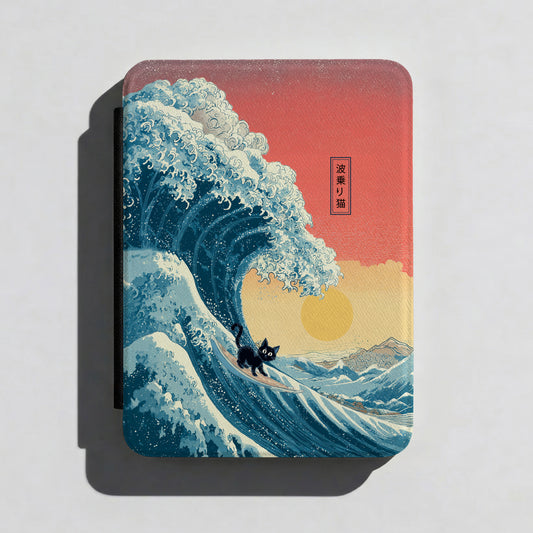 The Wave-Riding Neko – Sunset Surfer Kindle Case