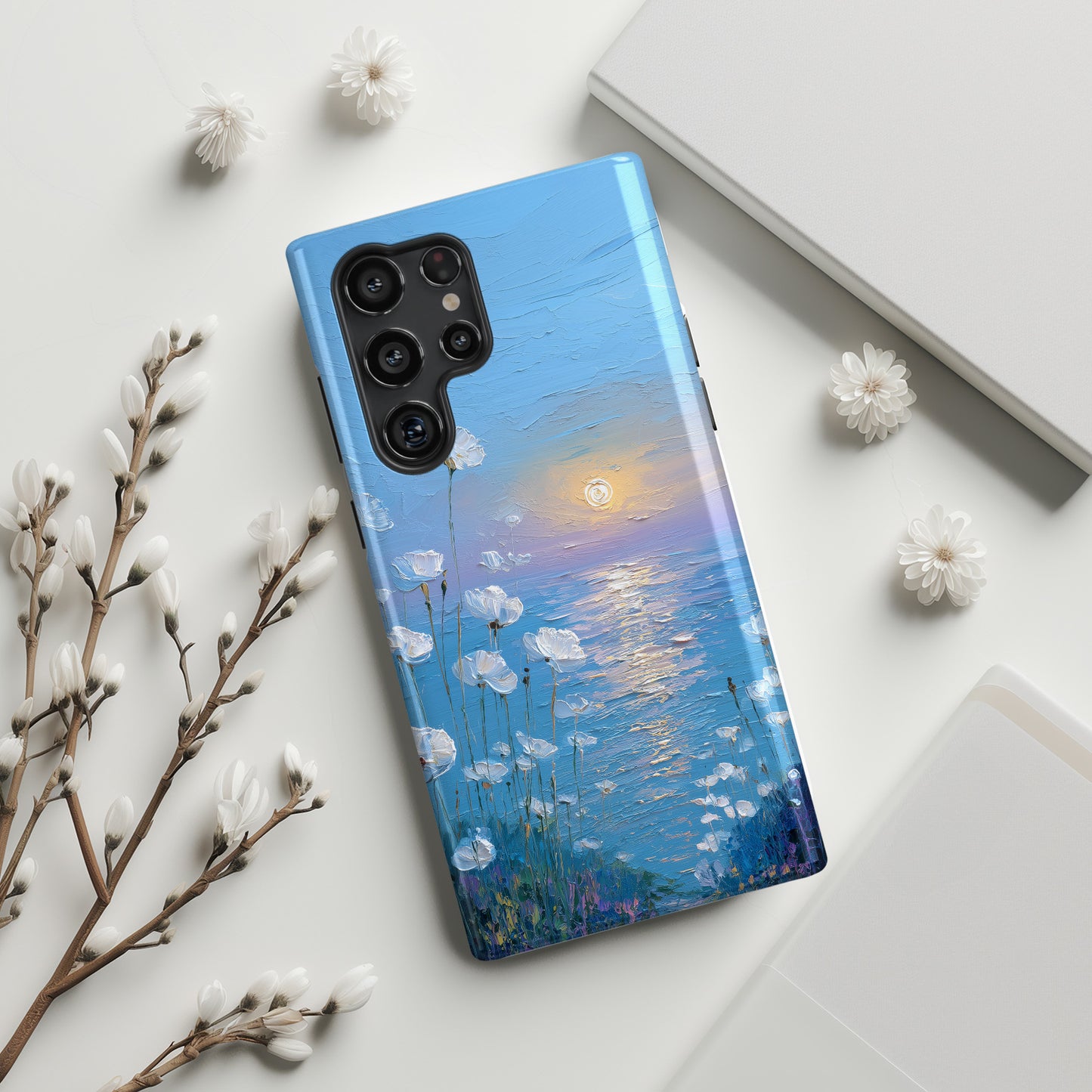 The White Sea Poppies – Coastal Impressionism Design Phone Case for Galaxy S series Phones