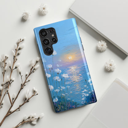 The White Sea Poppies – Coastal Impressionism Design Phone Case for Galaxy S series Phones