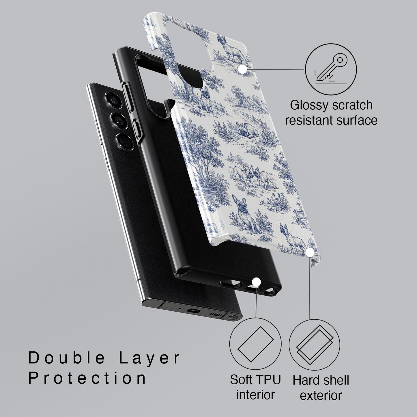 Toile de Frenchie Design Phone Case for Galaxy S series Phones