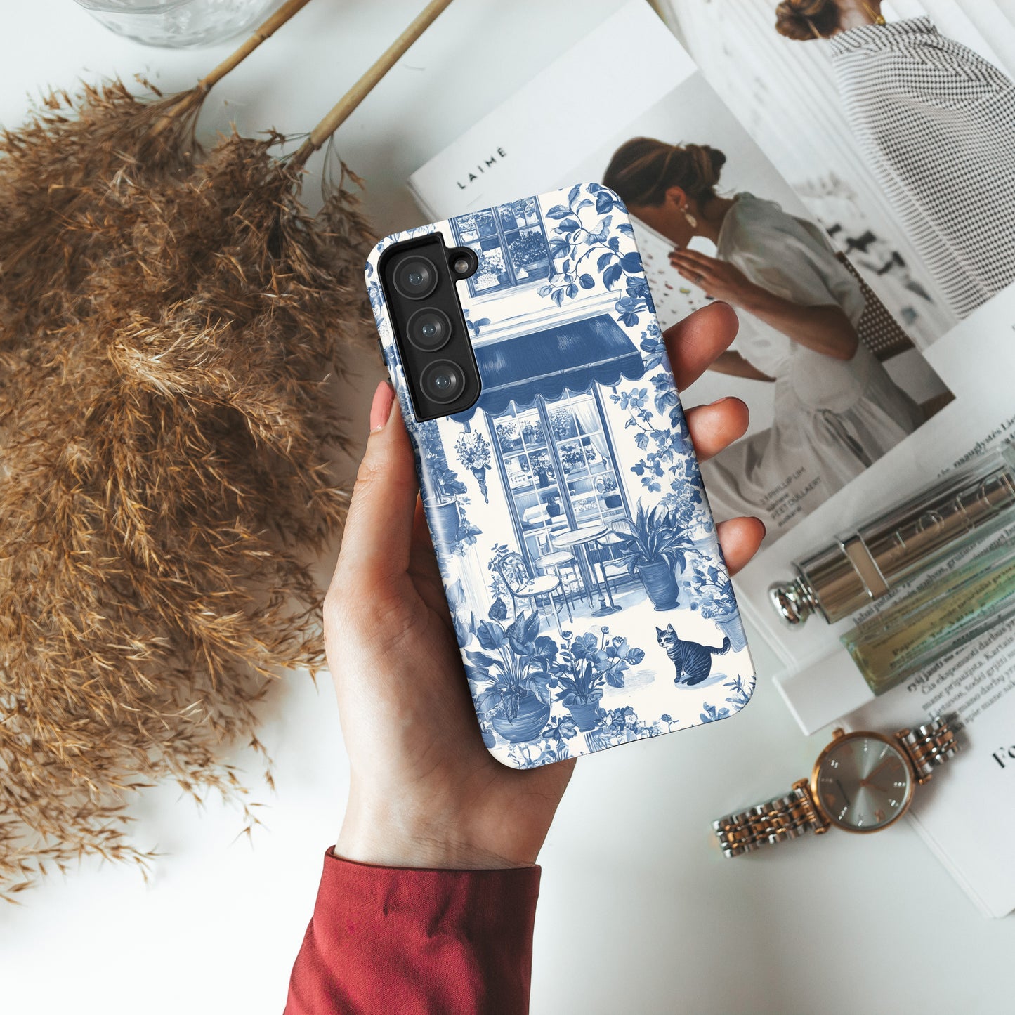 Toile de Jouy Cozy Garden Design Phone Case for Galaxy S series Phones