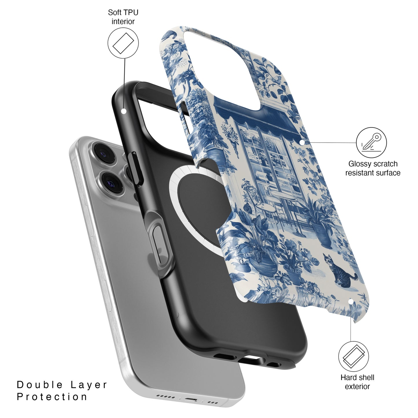 Toile de Jouy Cozy Garden Design iPhone Case