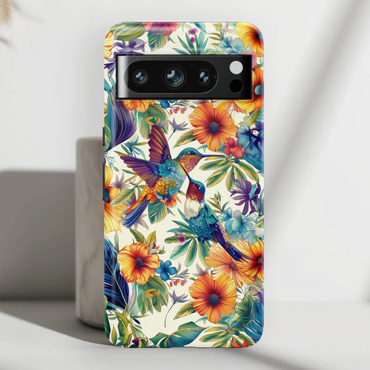 Tropical Floral Hummingbird Design Phone Case for Google Pixel