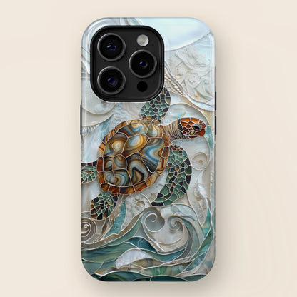 Sea Turtle Stained Glass Design 1 Print iPhone Case