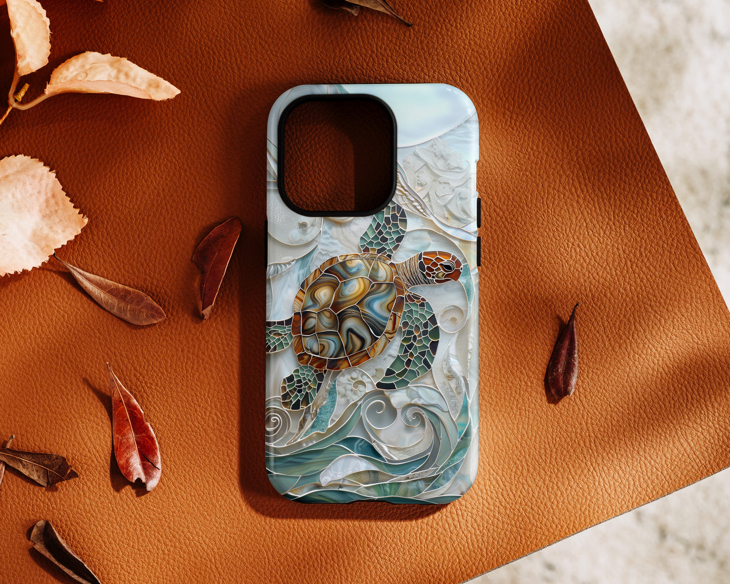 Sea Turtle Stained Glass Design 1 Print iPhone Case