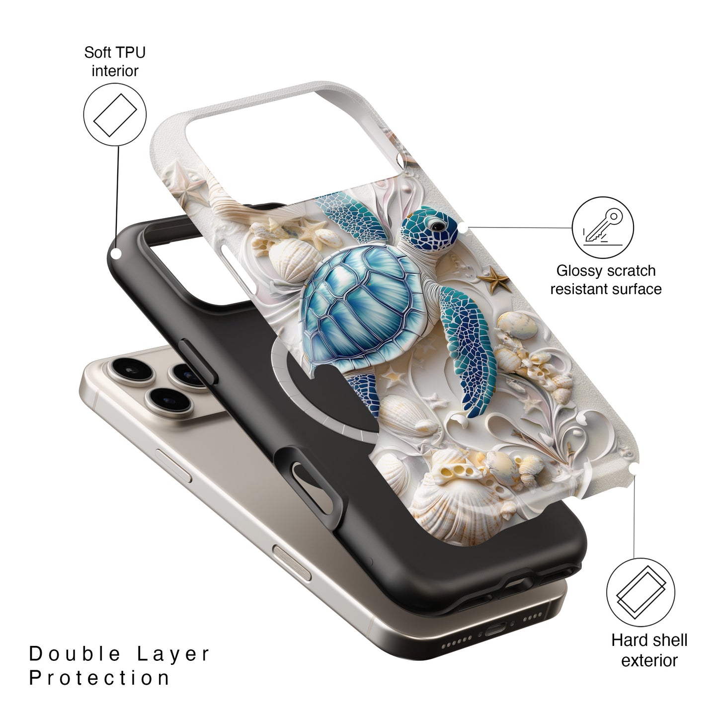 Turtle & Seashell Design iPhone Case