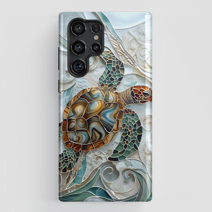 Sea Turtle Stained Glass Design 1 Print Samsung Phone Case