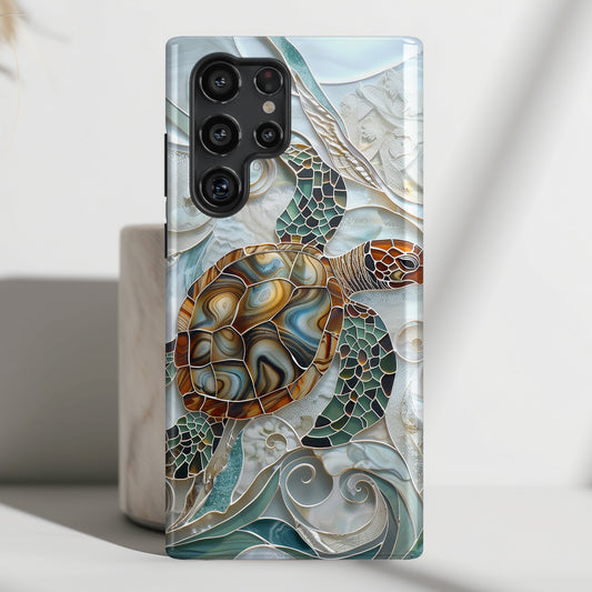 Sea Turtle Stained Glass Design 1 Print Samsung Phone Case