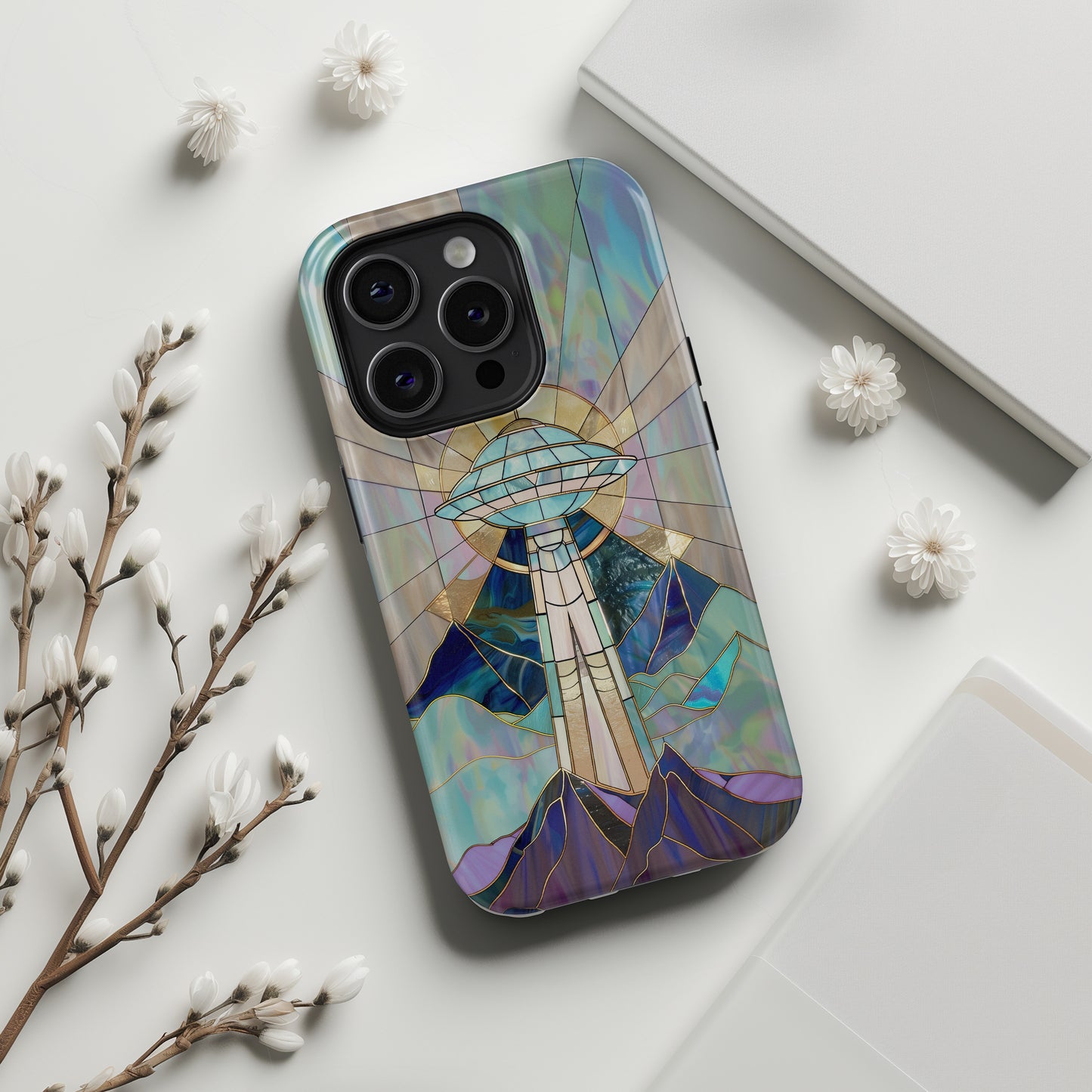 UFO Stained Glass Design iPhone Case