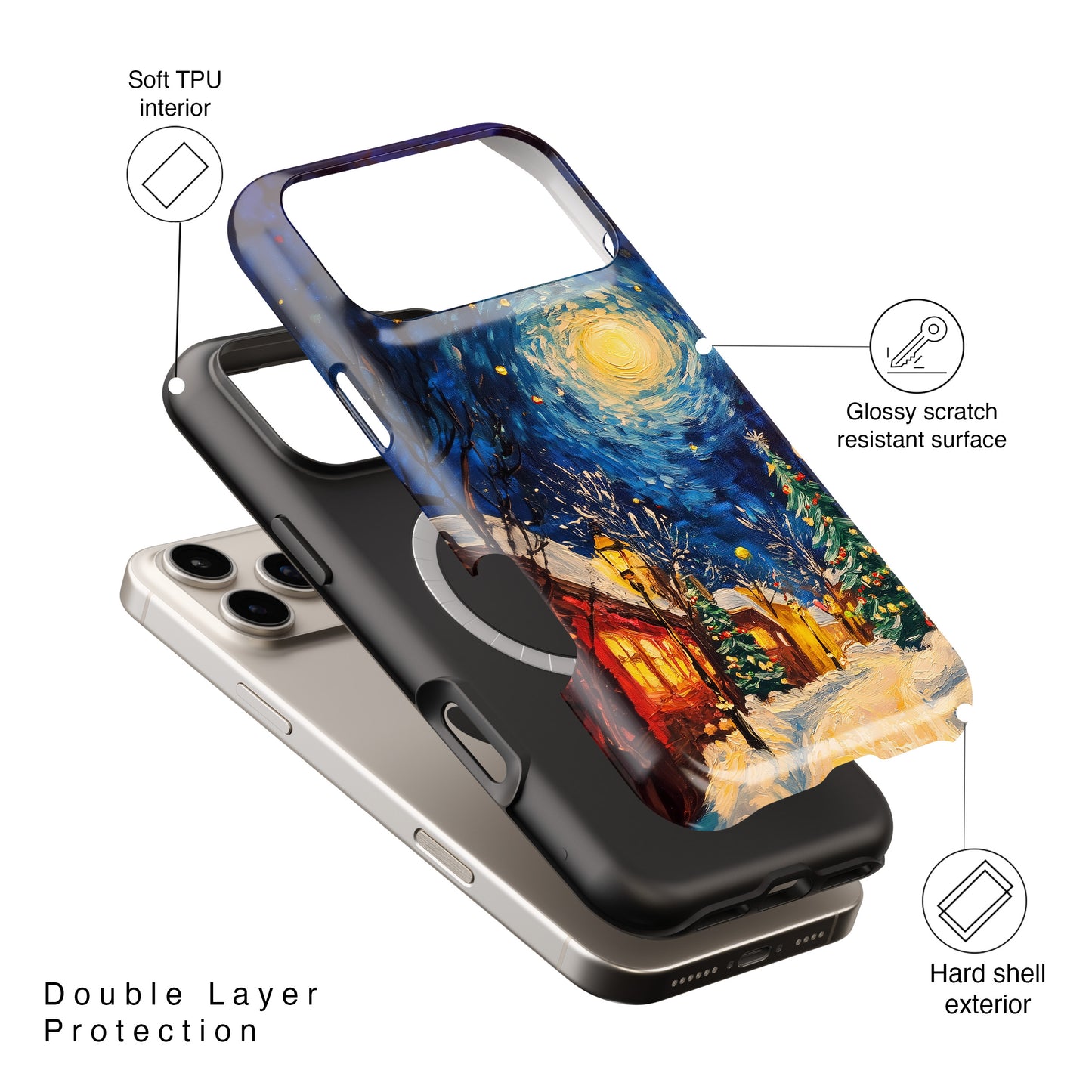 Van Gogh Inspired Christmas Night Design iPhone Case