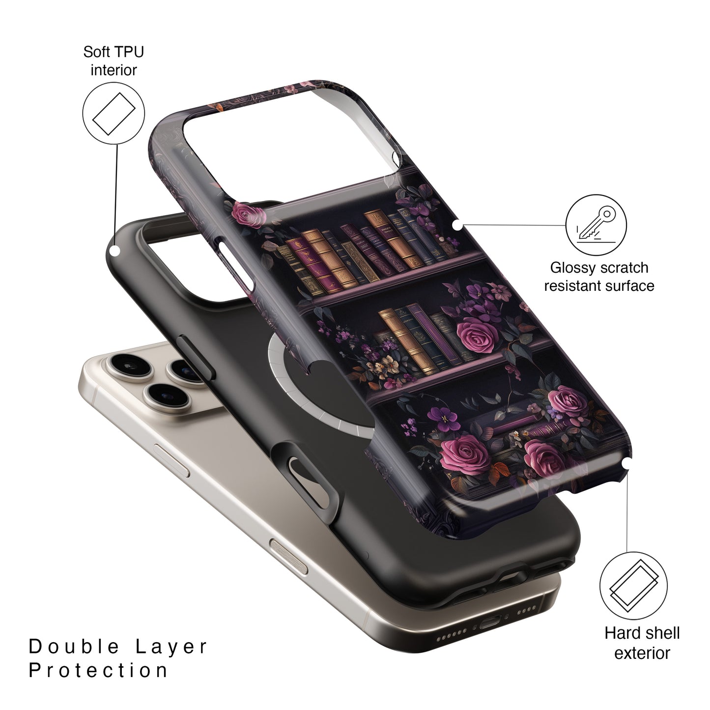 Victorian Gothic Style Bookshelf Design 1 iPhone Case