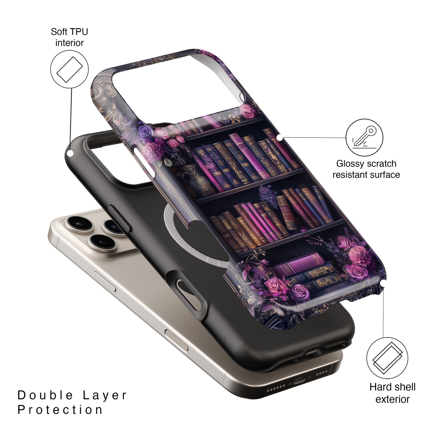 Victorian Gothic Style Bookshelf Design 2 iPhone Case