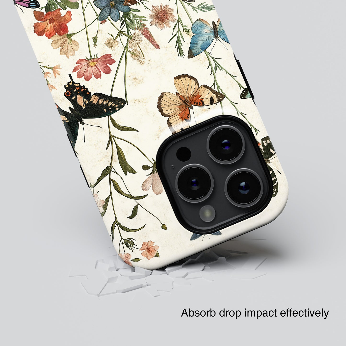 Vintage Botanical Butterflies Design iPhone Case