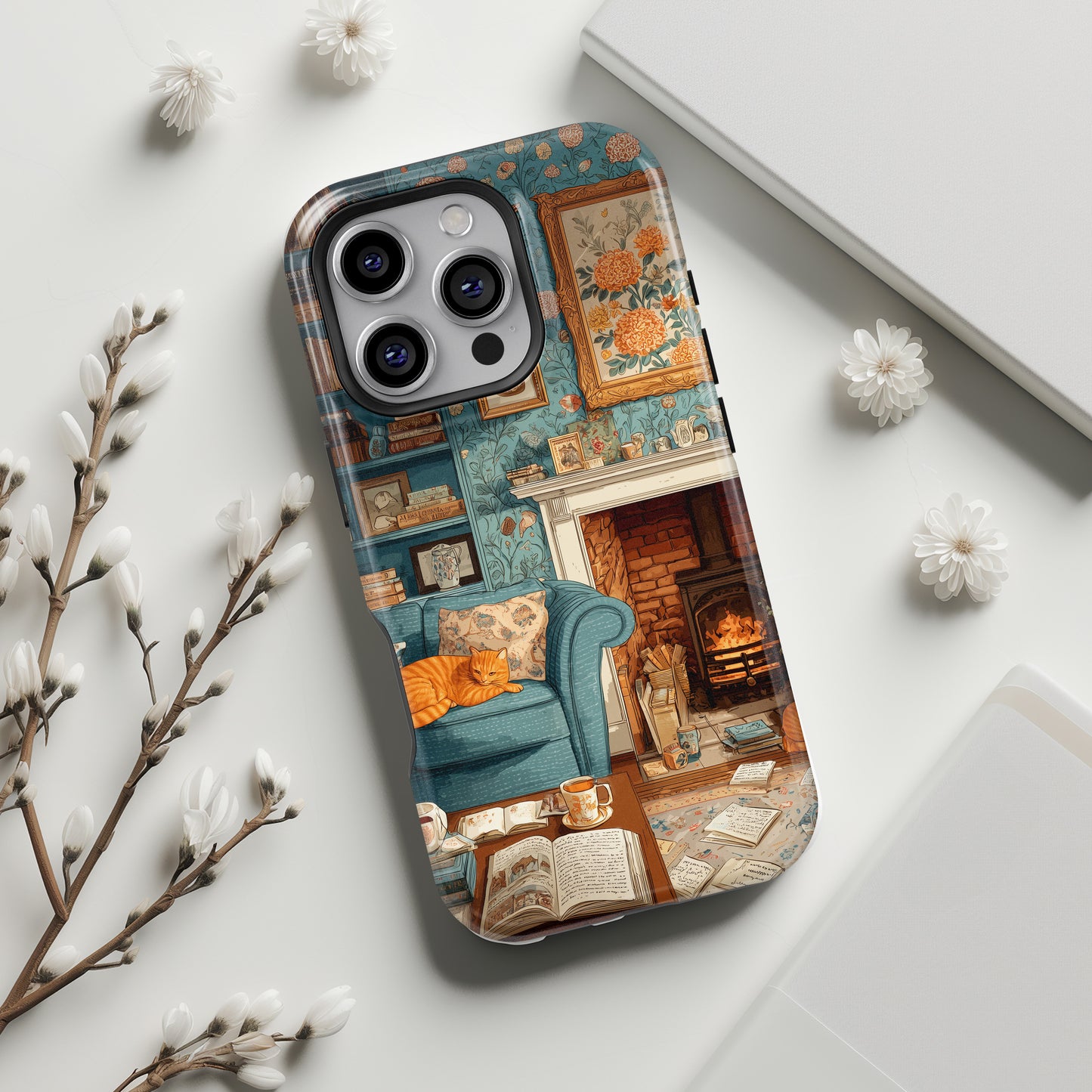 Vintage Cozy Fireplace Design iPhone Case