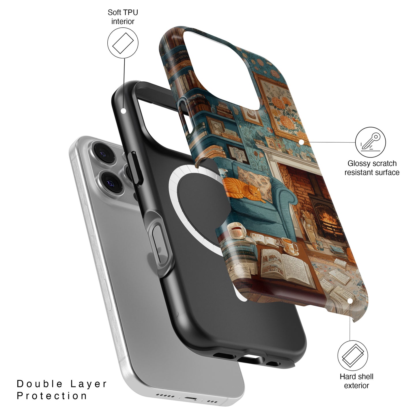 Vintage Cozy Fireplace Design iPhone Case