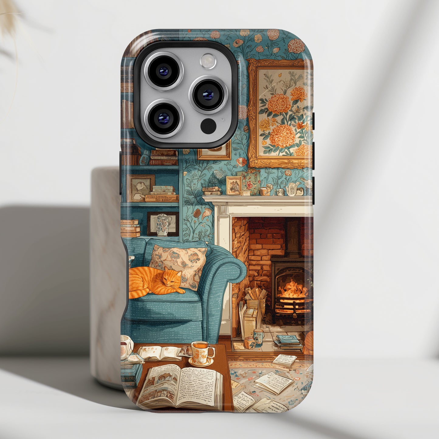 Vintage Cozy Fireplace Design iPhone Case