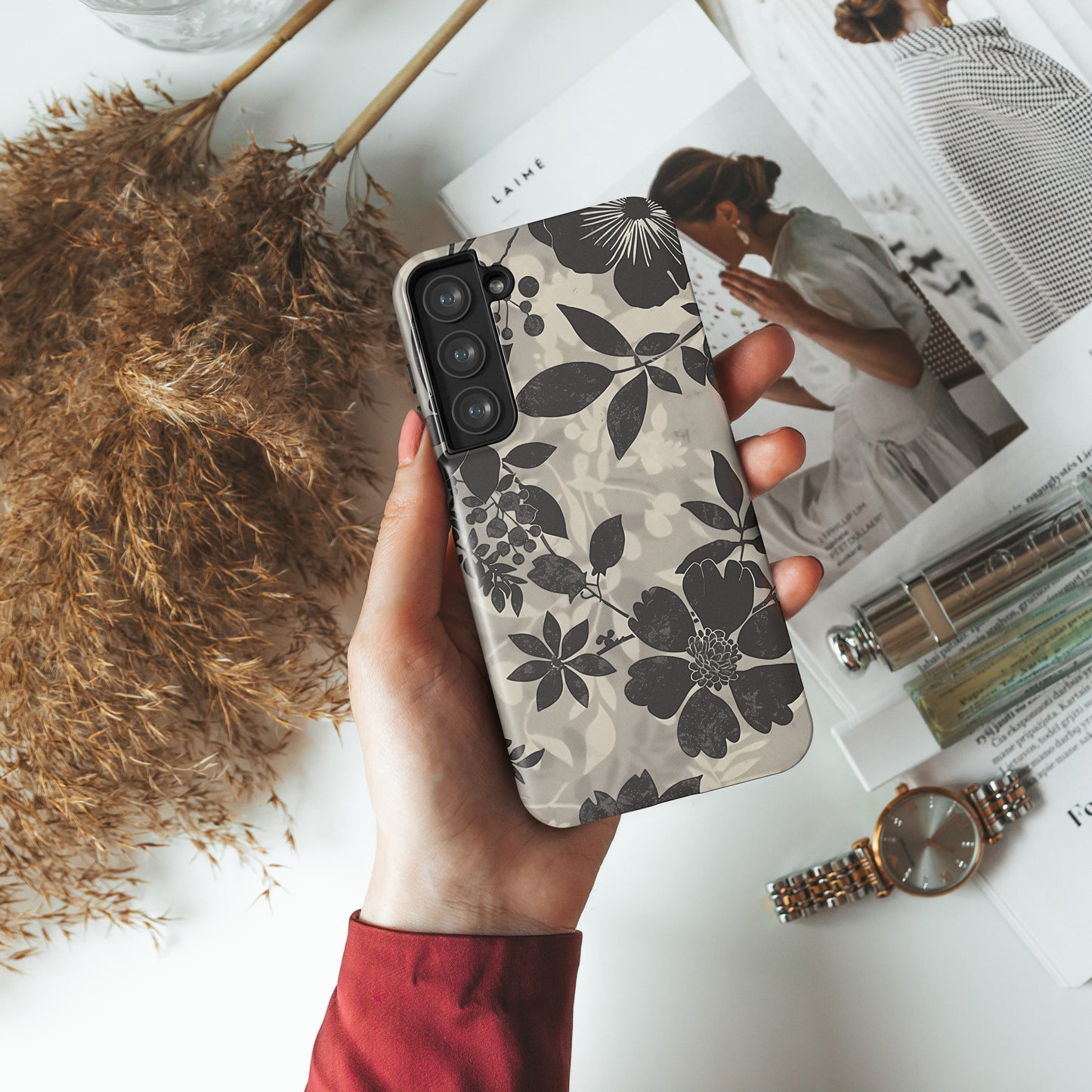 Vintage Earth Tone Floral Design Case for Galaxy S series Phones