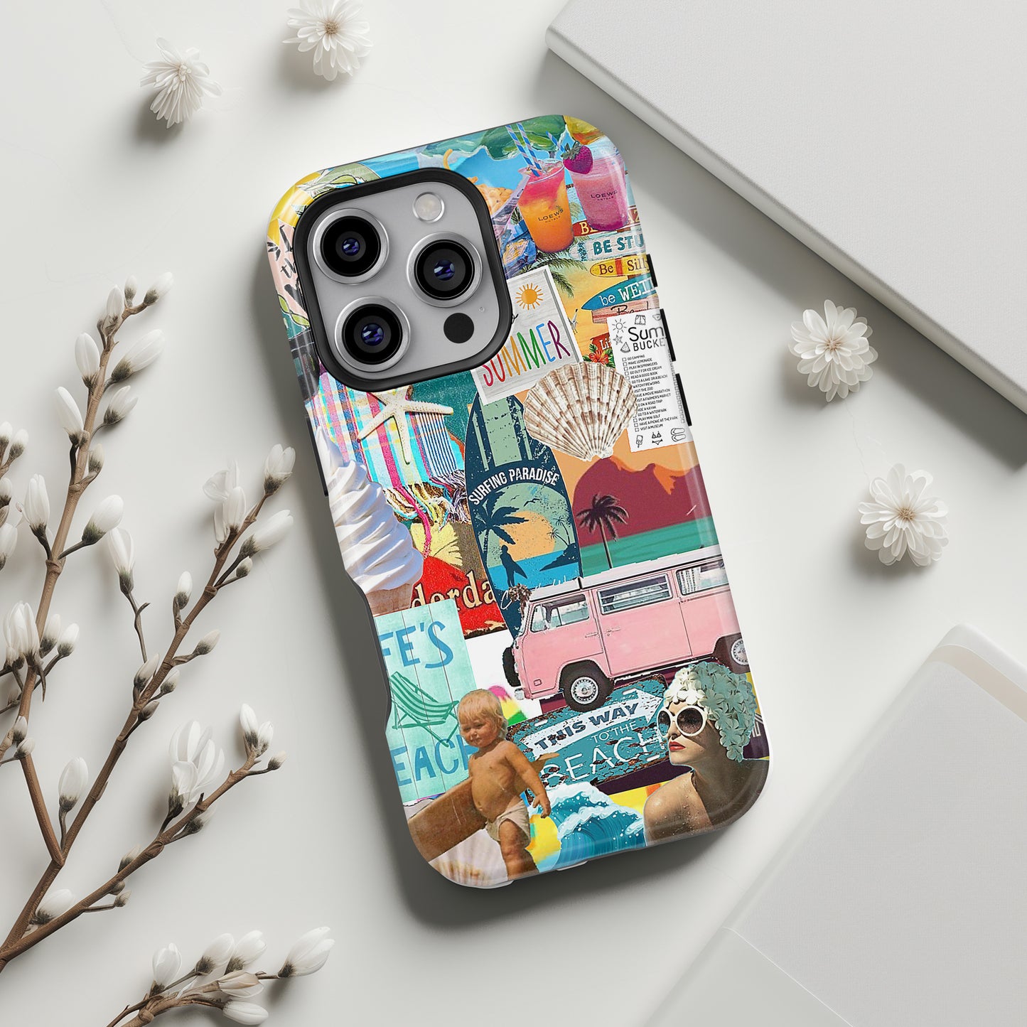 Vintage Summer Beach Design iPhone Case