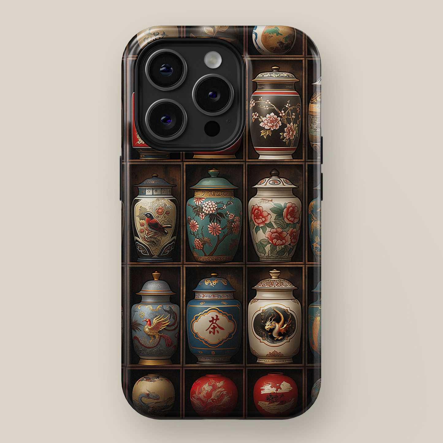 Vintage Tea Jars Collage Design iPhone Case