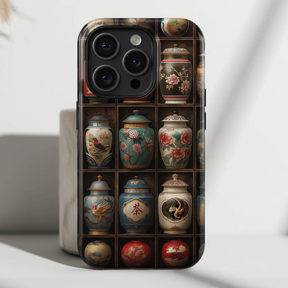 Vintage Tea Jars Collage Design iPhone Case