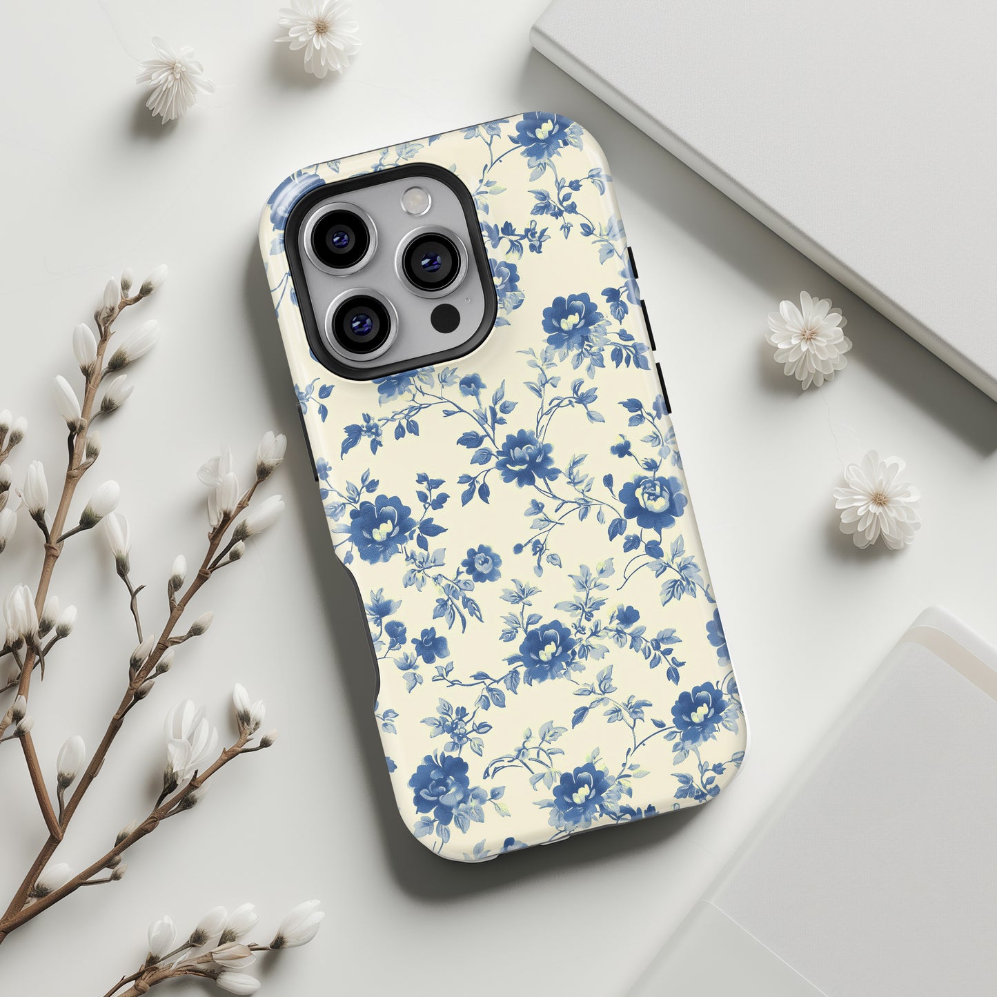 Vintage Toile Floral Pattern Design iPhone Case