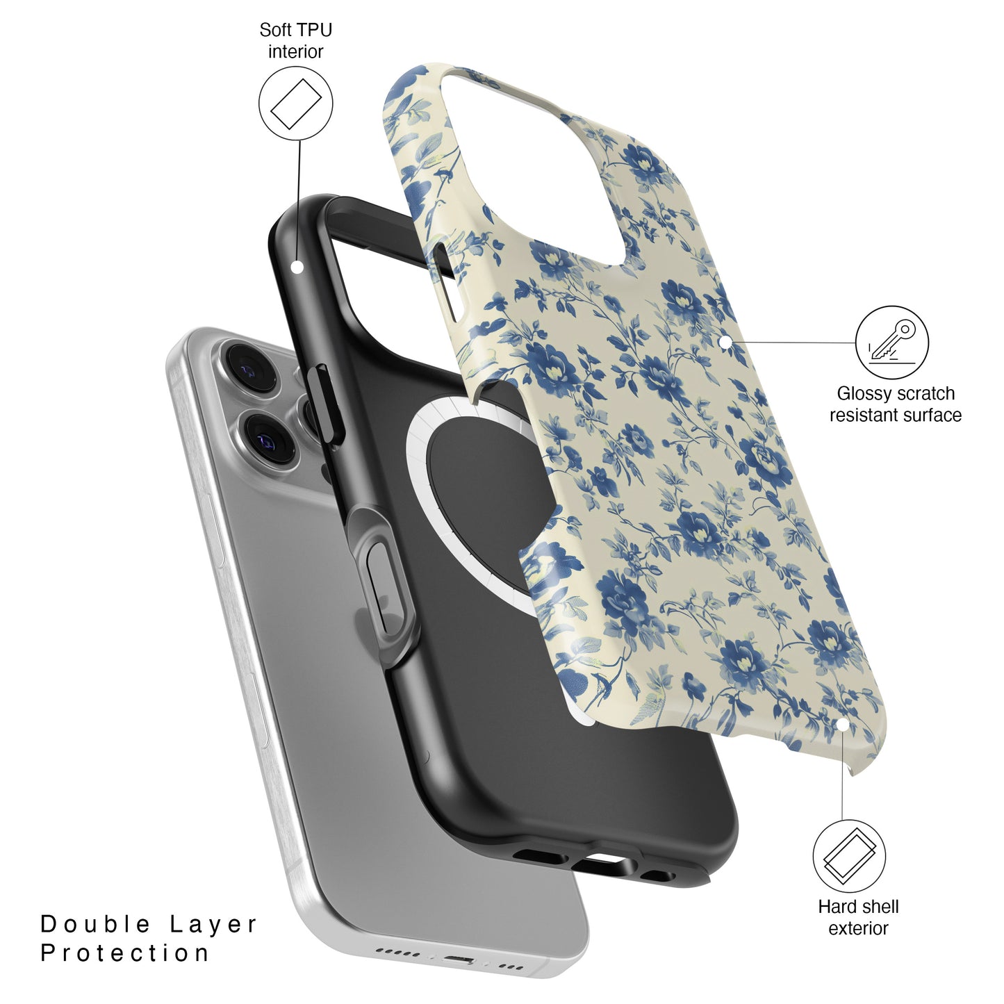 Vintage Toile Floral Pattern Design iPhone Case