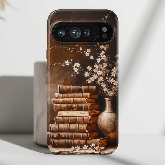 Vintage Books & Flowers Oil Painting Design Phone Case for Google Pixel