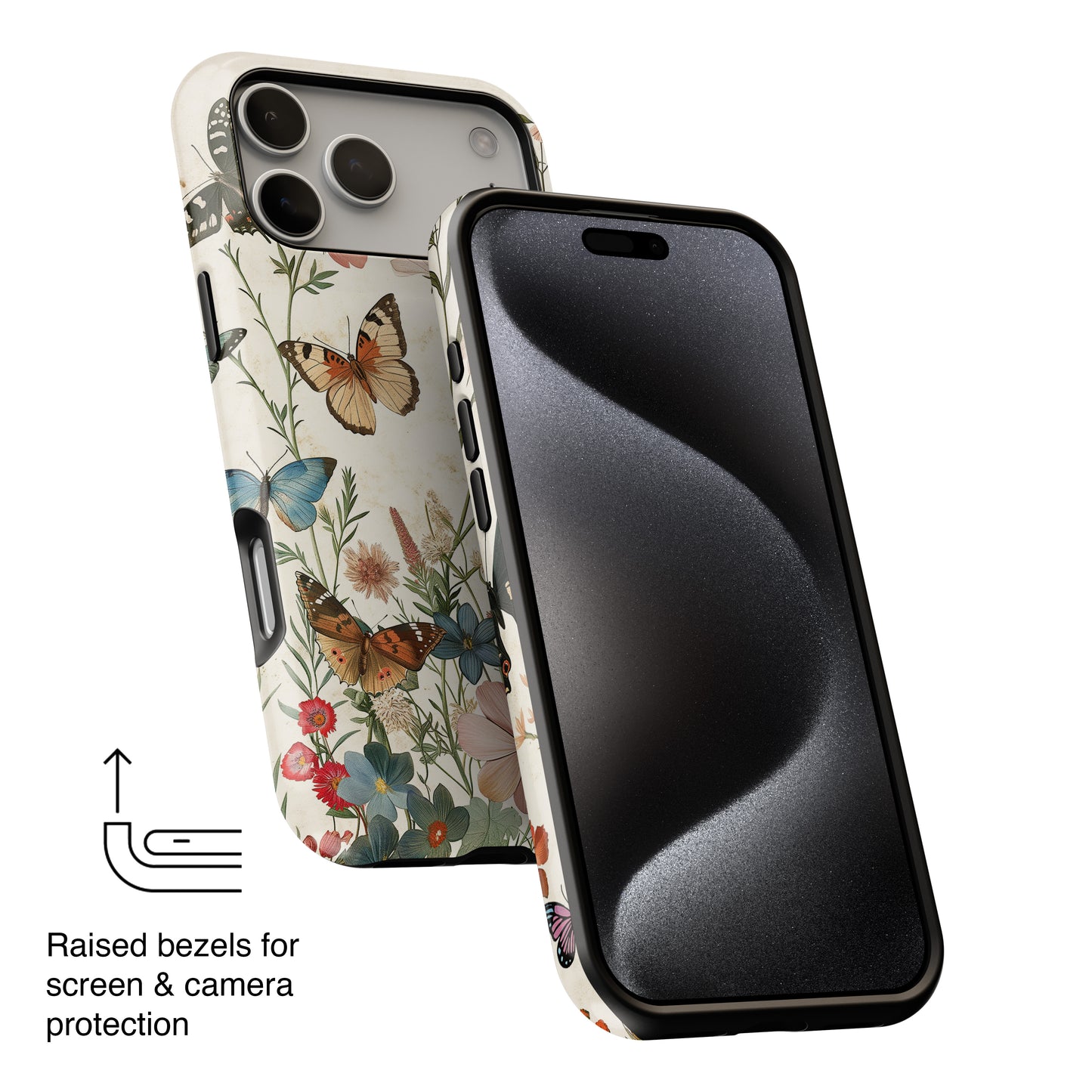 Vintage Botanical Butterflies Design iPhone Case