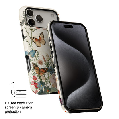 Vintage Botanical Butterflies Design iPhone Case